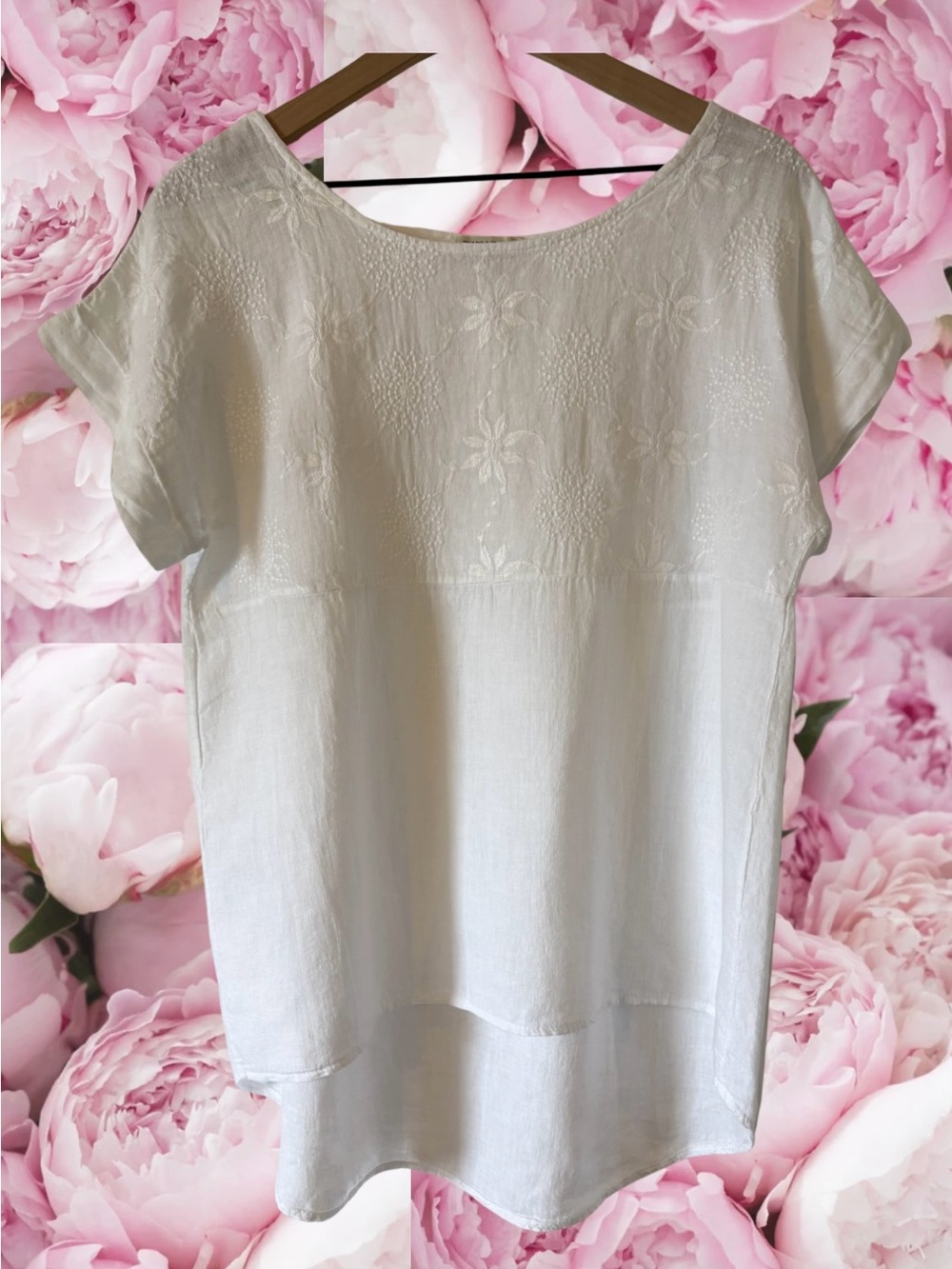 Terzo Millenio White Linen Embroidered Top